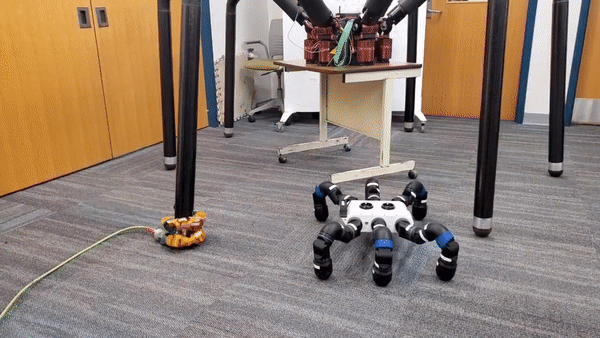 Snake Robot climbing up a giant spider robot